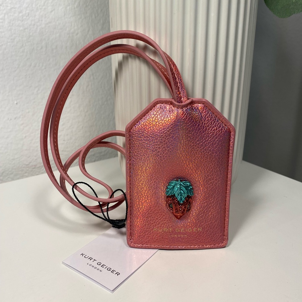 Kurt Geiger Metallic ID/Card Holder with Strawberry Detail, NWT No Box